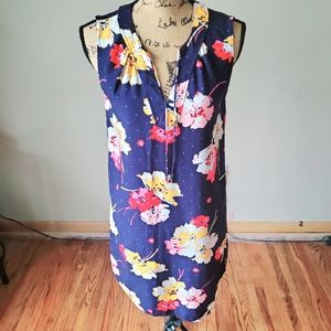 Old Navy Blue Floral V-neck Sleeveless Dress Size Small